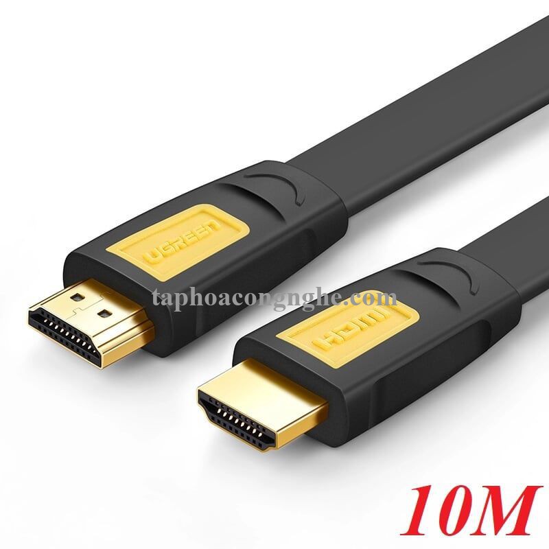 Ugreen 11183 10M màu Vàng Cáp tín hiệu HDMI chuẩn 1.4 hỗ trợ phân giải 4K * 2K cáp dẹt HD101 30011183